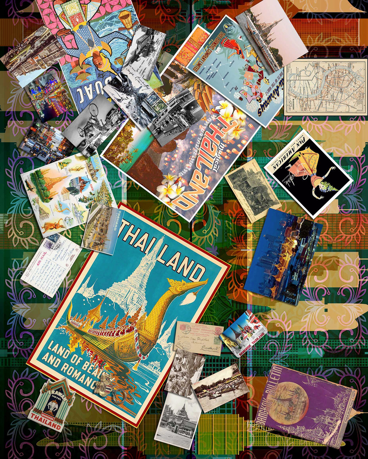 Around the World Vintage Style Fabric: Bangkok
