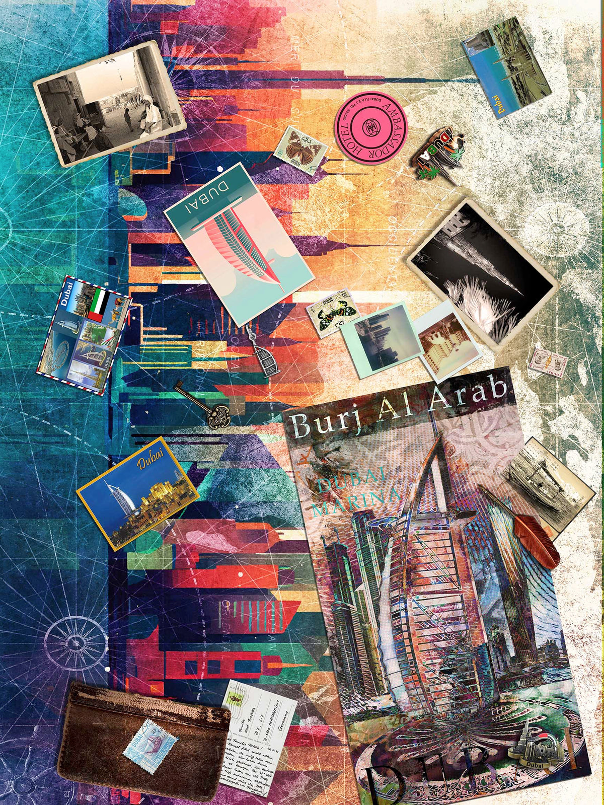 Around the World Vintage Style Fabric: Dubai