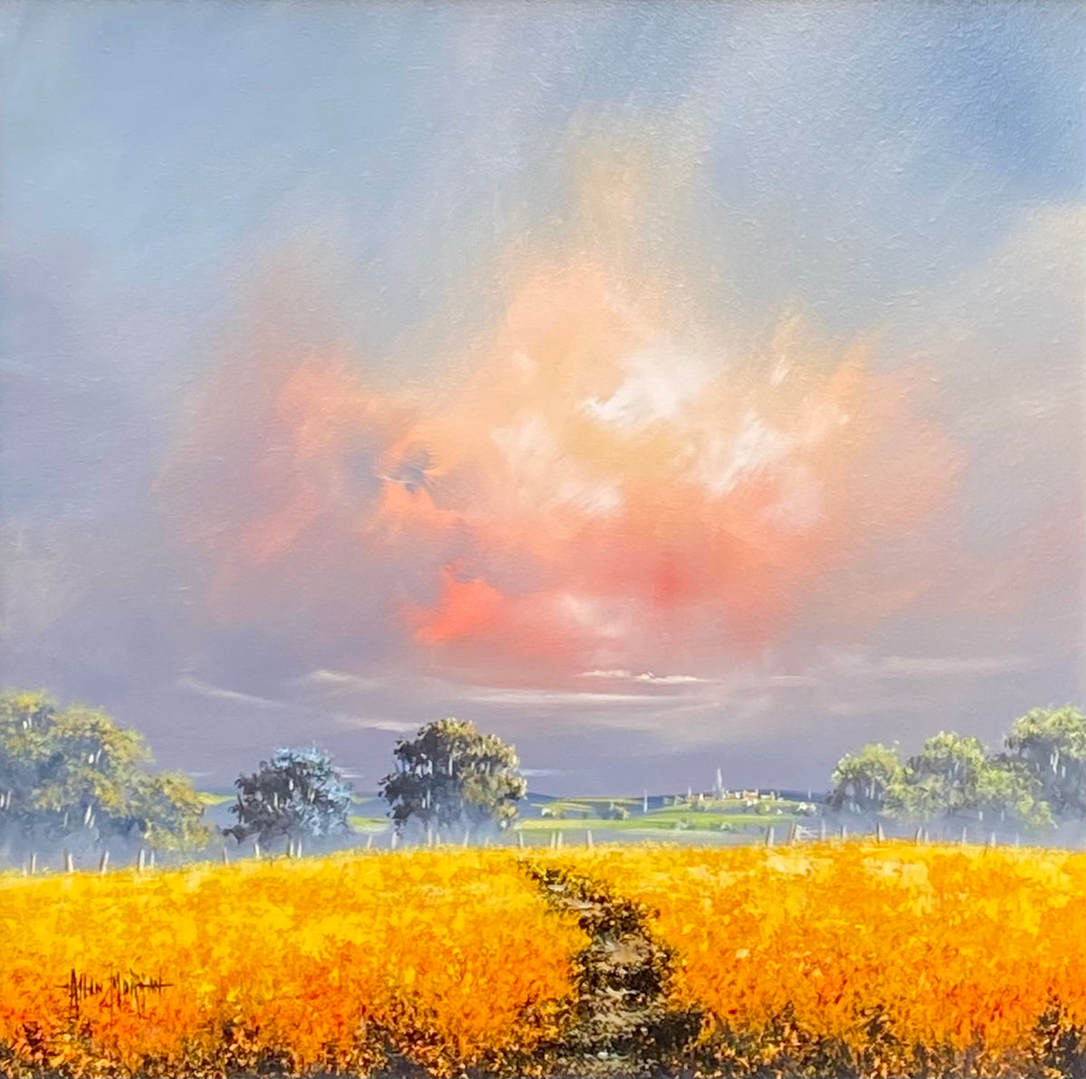 A stunning and uplifting painting from Allan Morgan demonstrating the artist's skill of depicting a changing sky. 