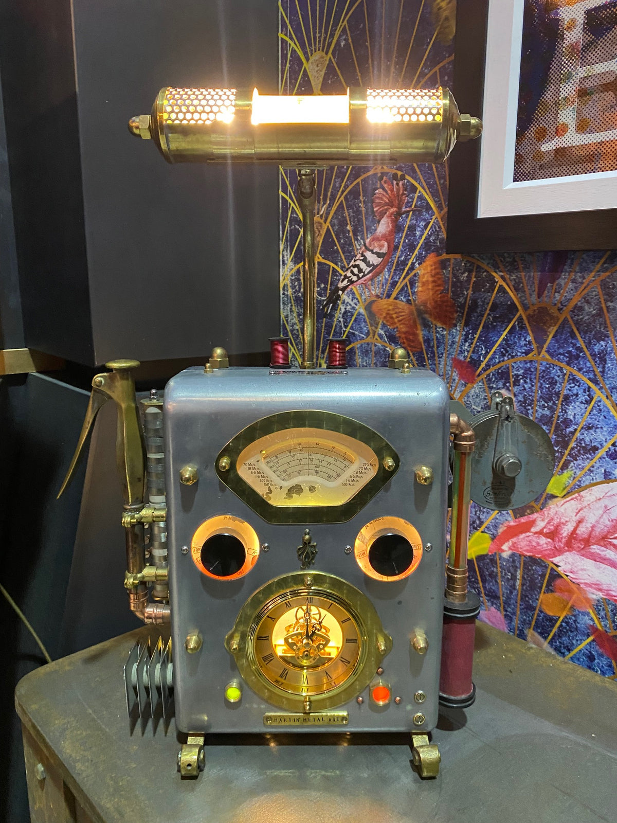 Steampunk Reading Lamp with Clock by Martin Young