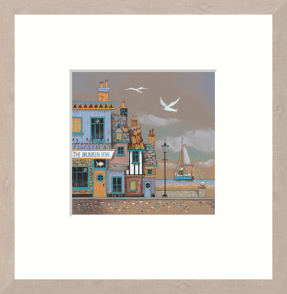 One of Gary Walton's latest playful depictions of a pub in a coastal town that transports you to another world